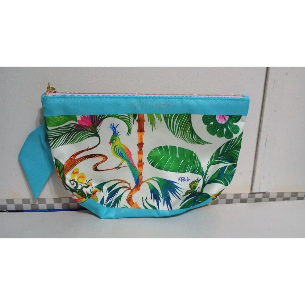 Estee Lauder R. Toledo Parrot Butterfly Jungle Tropical Cosmetic Zippered Bag VG